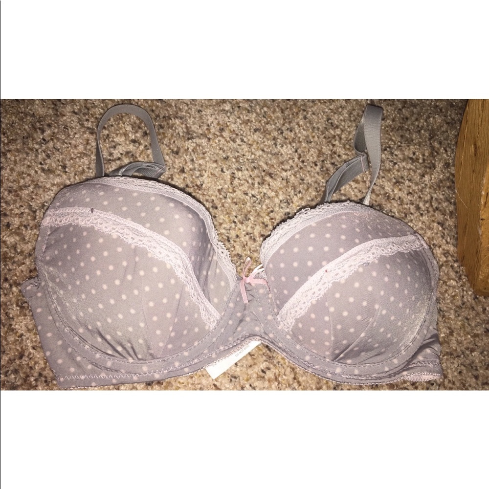 Grey Polkadot Bra